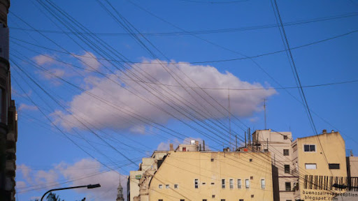 Telephone Wires all over the Sky in Buenos Aires, Argentina