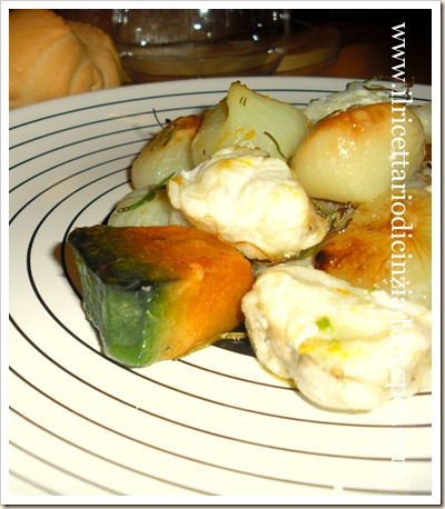 Coda di rospo con cipolline e zucca Coda di rospo con cipolline e zucca