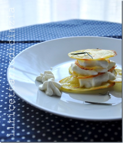 Millefoglie di patate e rosmarino con spuma di gorgonzola Millefoglie di patate e rosmarino con spuma di gorgonzola