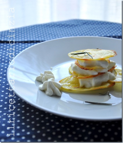 Millefoglie di patate e rosmarino con spuma di gorgonzola