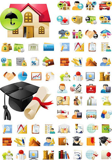 Education and Science + Real Estate Mega Set Icons nicegfx.com