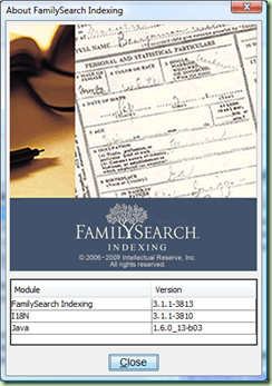 Current About popup from FamilySearch Indexing