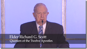 Elder Richard G. Scott addresses family history consultants during RootsTech