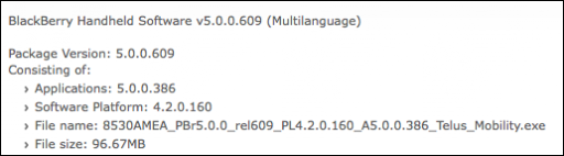 TELUS8530 386 BlackBerry OS: 5.0.0.386 for the BlackBerry Curve 8530 resmu, from TELUS