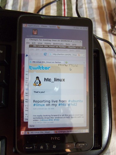 UbuntOn HD2 HTC HD2 successfully crammed with Ubuntu Linux