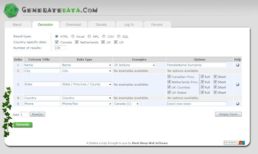 to generate test data for