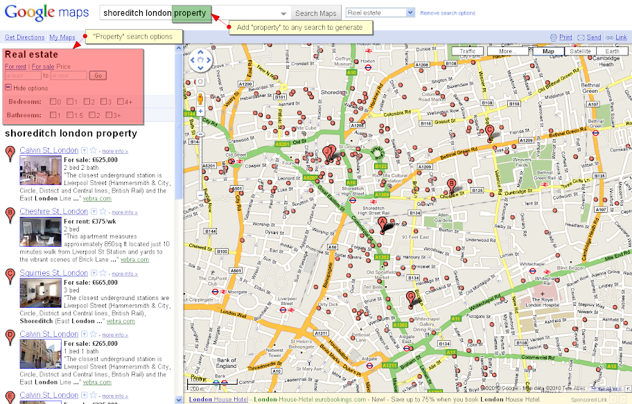 Google Maps UK Property Search example