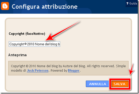 come mettere attribuzione copyright blogger come mettere attribuzione copyright blogger