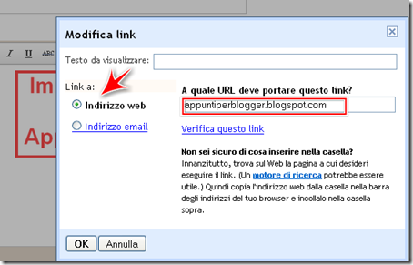 come mettere link foto post blogger