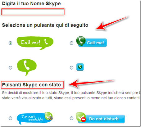 come mettere inserire pusante contatti skype blog blogger