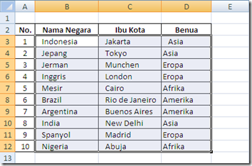 Sorting Microsoft Excel 2