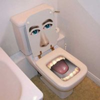 Toilet with human face