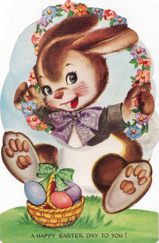 vintage easter bunny mechanical card