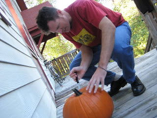 Brian takes his carving  job seriously