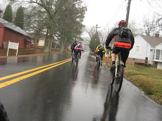 the roads were wet, so mtn bikes come in handy