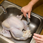 Rinsing off the turkey