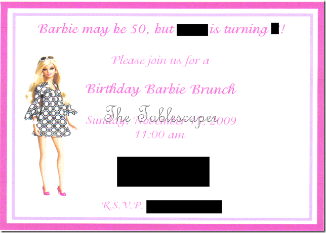 Invite Barbie Party 2