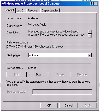 service startup