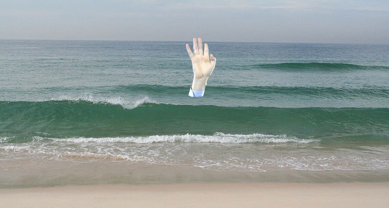 Atlantic waves, <a href='http://commons.wikimedia.org/wiki/File:Gentle_waves_come_in_at_a_sandy_beach.JPG'>CC by Johntex</a>. Hand of the prodigal son-shines-out-me-arse, legitimate satirical use from <a href='http://www.elpais.com/articulo/espana/apuntala/victoria/apelando/cambio/compromisos/concretos/elpepuesp/20101126elpepunac_35/Tes'>TEJEDERAS@El País</a>.