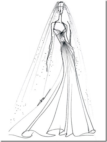 kate middleton wedding gown sketches. reem acra sketch for Kate