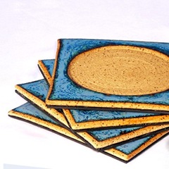 Seafoam Blue Zehava Coasters by glazedOver Pottery Seafoam Blue Zehava Coasters by glazedOver Pottery
