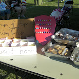 Our selling table (1) - specially molded soap, relay pins, and cookies