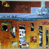 Dr. John Returns, K.M. Newton, 2006  Medium: Acrylic paint on canvas   Dimensions: 36 inches by 30 inches   Statement: Dr. John was a witch doctor that inhabited New orleans throughout the 1800's. I painted this in the midst of the devestation of Hurricane Katrina while living in New Orleans.