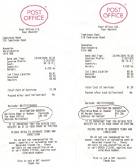Receipts 29 Apr 2009