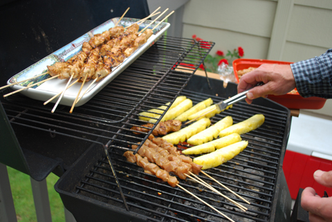 Chicken Skewers and Grilled Pineapples