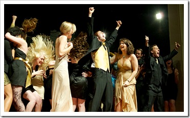 The Gold team reacts after their victory was announced following the College Night performances on Feb. 12 at the University of Montevallo. (Reporter Photo/Jon Goering)