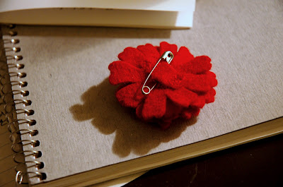 Red Flower Pin Back
