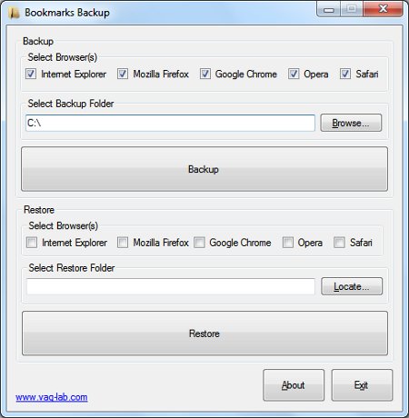 Bookmarks Backup - backup favorita iz više web preglednika Bookmarks Backup - backup favorita iz više web preglednika