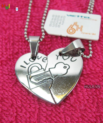 Mặt dây chuyền hợp kim cặp đôi love you 