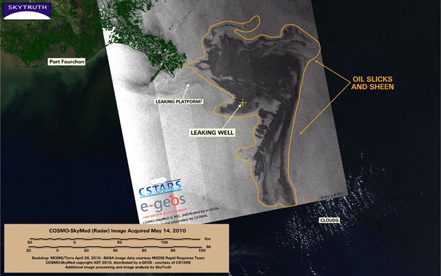 COSMO-SkyMed radar satellite image, May 14, 2010. Image courtesy CSTARS.