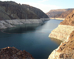 Lake Mead and the 'bathtub ring'. Lake Mead is the Hoover Dam's water store, and it has record low water levels because of the worst drought since the early 1900s. via brighterenergy.org