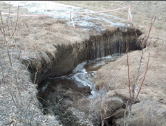 Permafrost degradation and ground ice melting. Credit: Vladimir E. Romanovsky