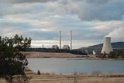Wallerawang Power Station and Lake Wallace. (Photo by Sue Millmore, Portland Librarian)
