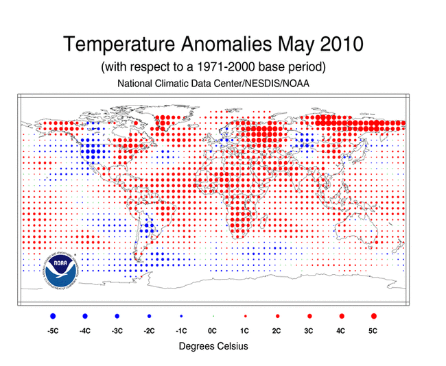 Temperature Anomalies May 2010. NCDC / NESDIS / NOAA