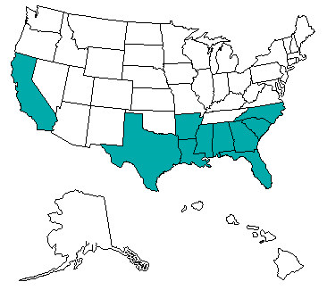 U.S. Range Map for invasive Chinese tallow tree, June 2007. el.erdc.usace.army.mil