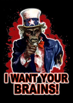 'I Want your Brains!' Zombie Uncle Sam Greeting Cards. zazzle.com