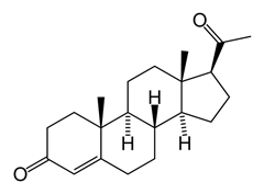 2D-skeletal view of the progesterone molecule. wikipedia.org