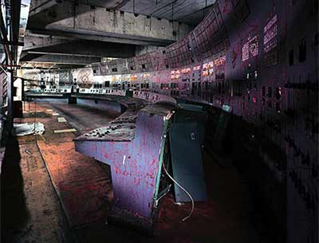 Unit 4 Control Room ( 6-9 June 2001). Declared unfit for human habitation, the "Zones of Exclusion" includes the towns of Pripyat (established in the 1970s to house workers) — and Chernobyl. In May 2001, Robert Polidori photographed what was left behind in this dead zone. His richly detailed images move from the burned-out control room of Reactor 4 — where technicians staged the experiment that caused the disaster — to the unfinished apartment complexes, ransacked schools and abandoned nurseries that remain as evidence of all those people who once called Pripyat home. Photo:  Robert Polidori / theglobalist.com