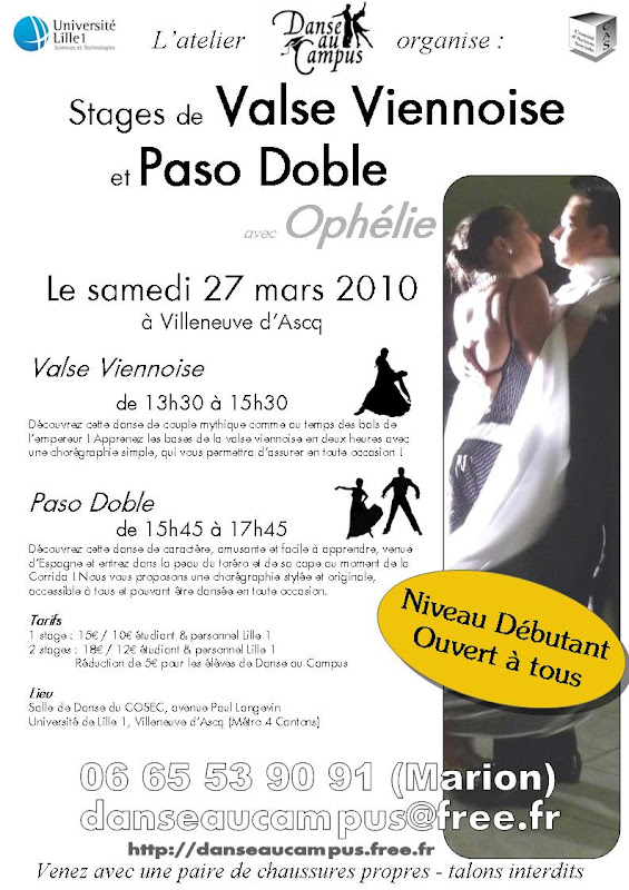 Stages de Paso Doble et Valse Viennoise en mars à Villeneuve d’Ascq !