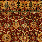 This fragmentary carpet represents the highest level of Indian production, what might be called imperial grade. It looks and feels like velvet, but the pile is actually knotted from pashmina wool, made from the fleece of Himalayan mountain goats. The weave is extremely fine, especially for a carpet as large as this one must have been. What remains is approximately one-quarter of the original. In most Islamic cultures the finest carpets were woven in silk. Only in India was wool, admittedly a very special wool, prized more than silk. The style of this carpet, with its total reliance on floral forms, is consistent with the taste of the emperor Shah Jahan, as manifested also in the architectural decoration and manuscript margin illumination created by the gifted artists of his court.