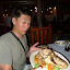 Alan looks mildly surprised at the size of his meal