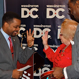 Kwame swears in Dr. Ruth as Honorary Secretary of Love and Relationships with Destination DC President and CEO Elliot Ferguson