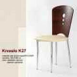 krzesło k27<br /> stal chromowa/PVC/MDF/ <br />SIEDZISKO BEZOWE OPARCIE WENGE