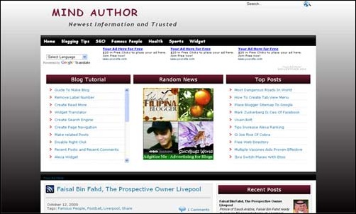Red-H Blogger Template