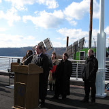 Mayor Philip Amicone speaking at the Science Barge press event.