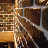 A close up of the backsplash over the stove.